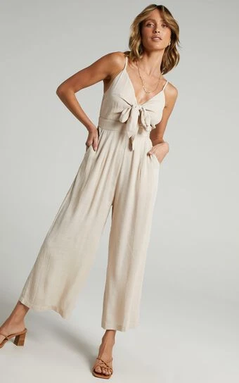 Showpo Renewed Jumpsuit In Natural 1 Showpo Renewed Jumpsuit In Natural