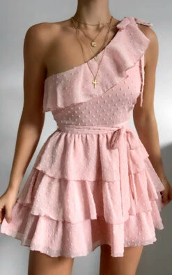 Showpo Darling I Am A Daydream One Shoulder Ruffle Mini Dress In Blush 10 Showpo Darling I Am A Daydream One Shoulder Ruffle Mini Dress In Blush -Showpo Women's Clothing Store new120 Darling I Am A Daydream Dress in Blush
