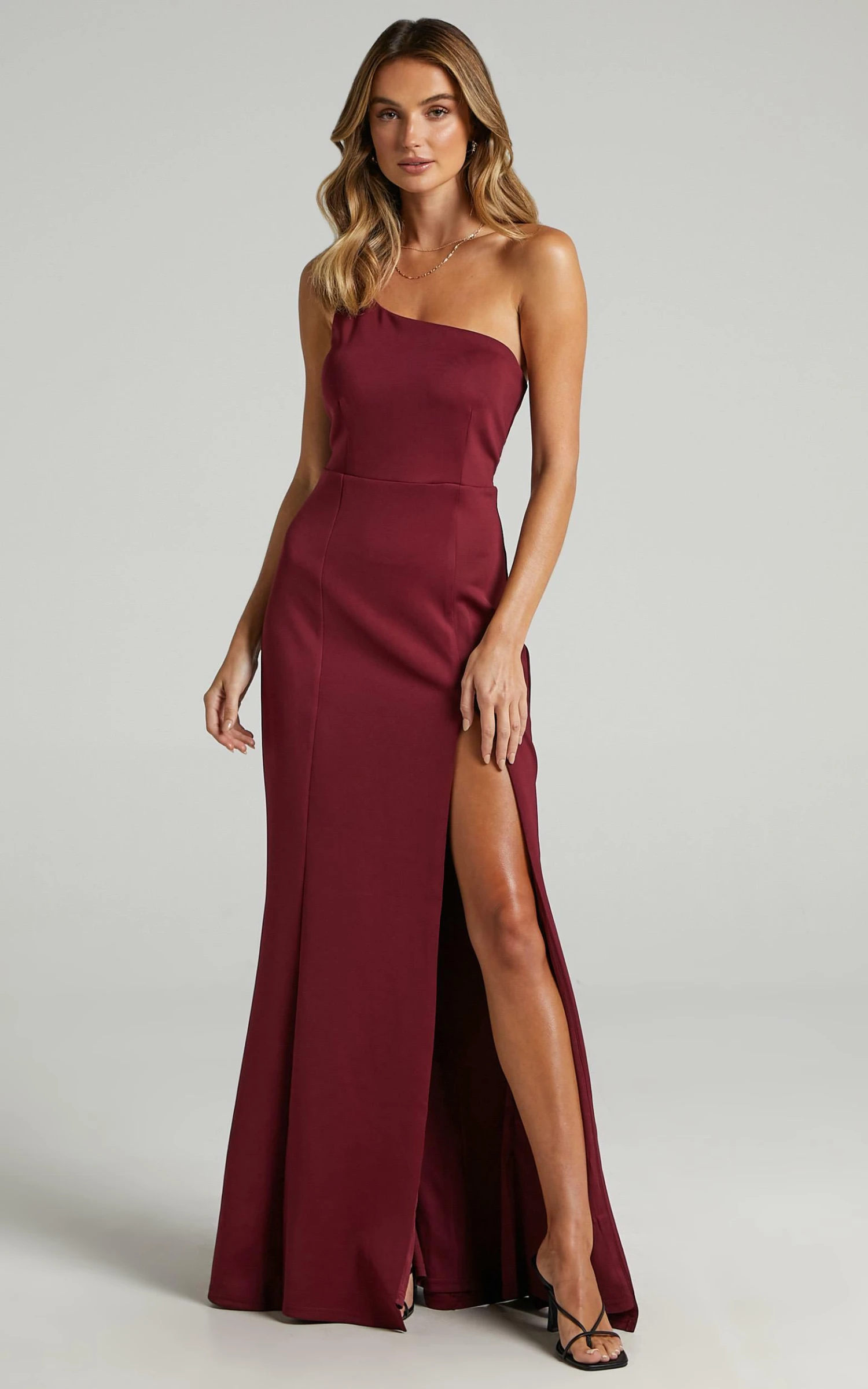 Showpo No Ones Fault One Shoulder Maxi Dress In Wine 7 Showpo No Ones Fault One Shoulder Maxi Dress In Wine - Image 7