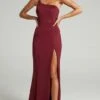 Showpo No Ones Fault One Shoulder Maxi Dress In Wine