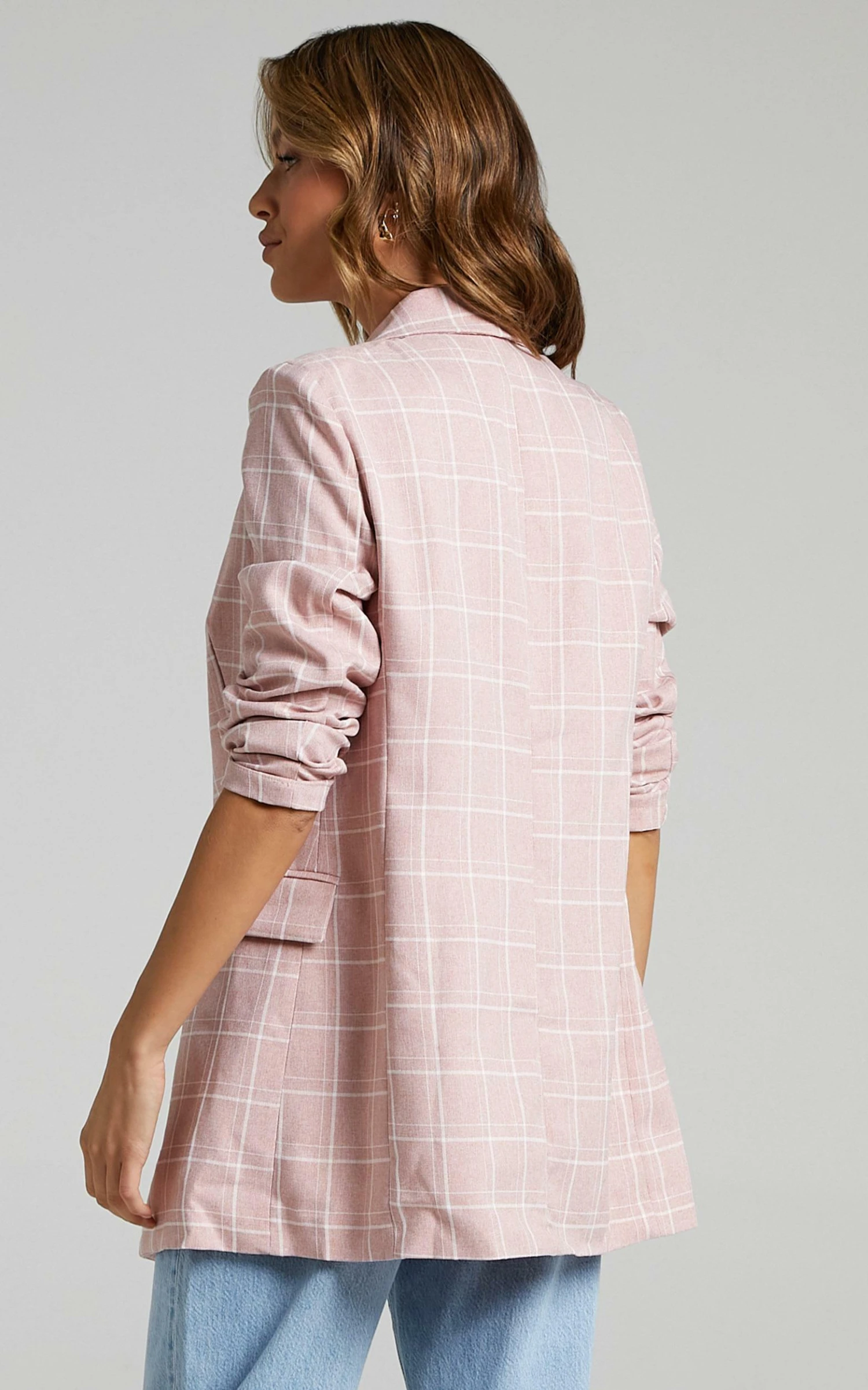 Showpo Sort It Out Blazer In Blush Check 4 Showpo Sort It Out Blazer In Blush Check - Image 4
