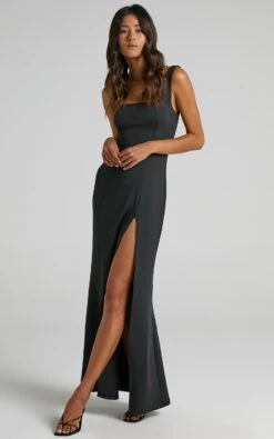Showpo Raquelle Square Neck Thigh Split Maxi Dress In Black 16 Showpo Raquelle Square Neck Thigh Split Maxi Dress In Black -Showpo Women's Clothing Store ro 1391