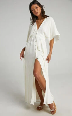 Showpo Sitting Pretty Dress In Natural