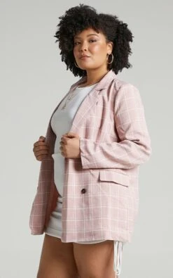 Showpo Sort It Out Blazer In Blush Check 17 Showpo Sort It Out Blazer In Blush Check -Showpo Women's Clothing Store so24 4