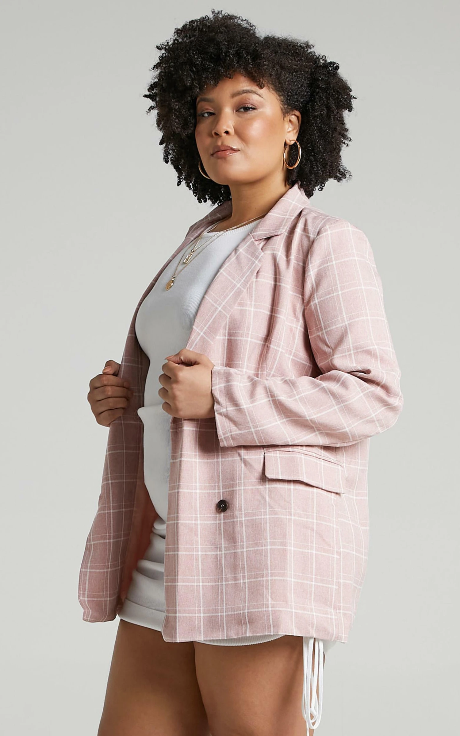 Showpo Sort It Out Blazer In Blush Check 9 Showpo Sort It Out Blazer In Blush Check - Image 9