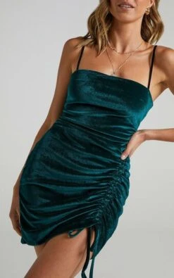 Showpo Beyond It Dress In Teal Velvet