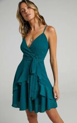 Showpo Feels Like Love Dress In Forest Green