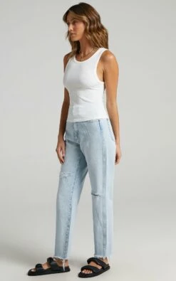 Showpo Cant You Tell Ribbed Tank Top In White -Showpo Women's Clothing Store white s009222 3