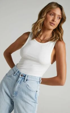 Showpo Cant You Tell Ribbed Tank Top In White -Showpo Women's Clothing Store white s009222 6