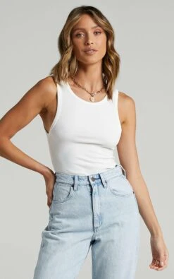 Showpo Cant You Tell Ribbed Tank Top In White -Showpo Women's Clothing Store white s009222 8