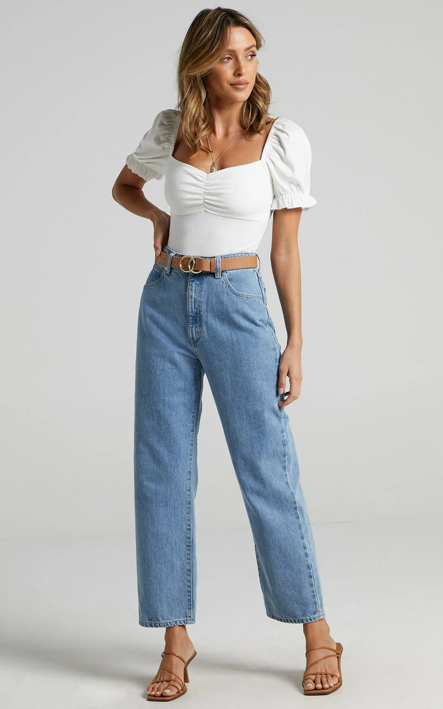 Showpo Esher Puff Sleeve Bodysuit In White 4 Showpo Esher Puff Sleeve Bodysuit In White - Image 4